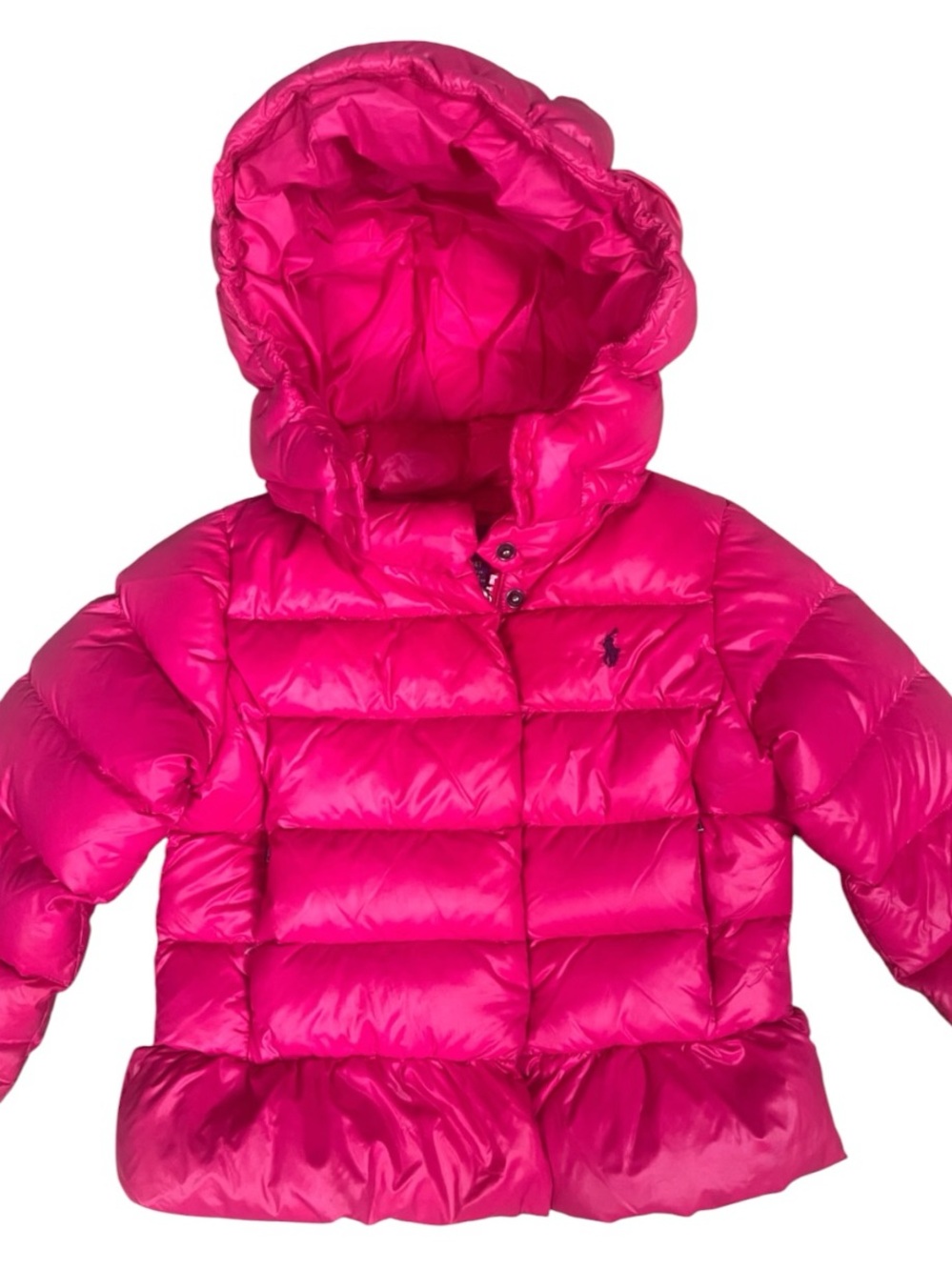 Polo Ralph Lauren Quilted Down Puffer Jacket Girls 4T Pink Hooded Winter Coat